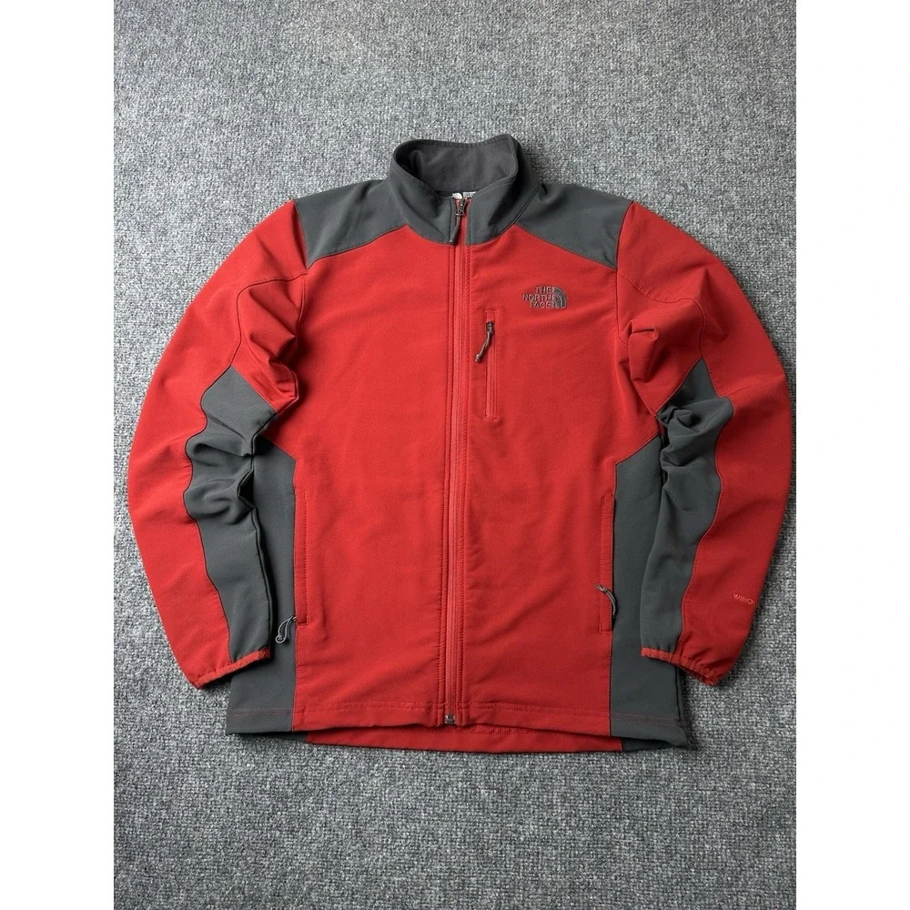 Mens The North Face WindWall Soft Shell Jacket Red Gray, Size S